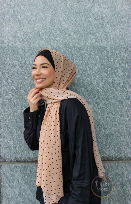 PEACH Polka Dot Chiffon Hijab - PEACH Polka Dot Chiffon Hijab | Hijab Store Canada | Free Shipping