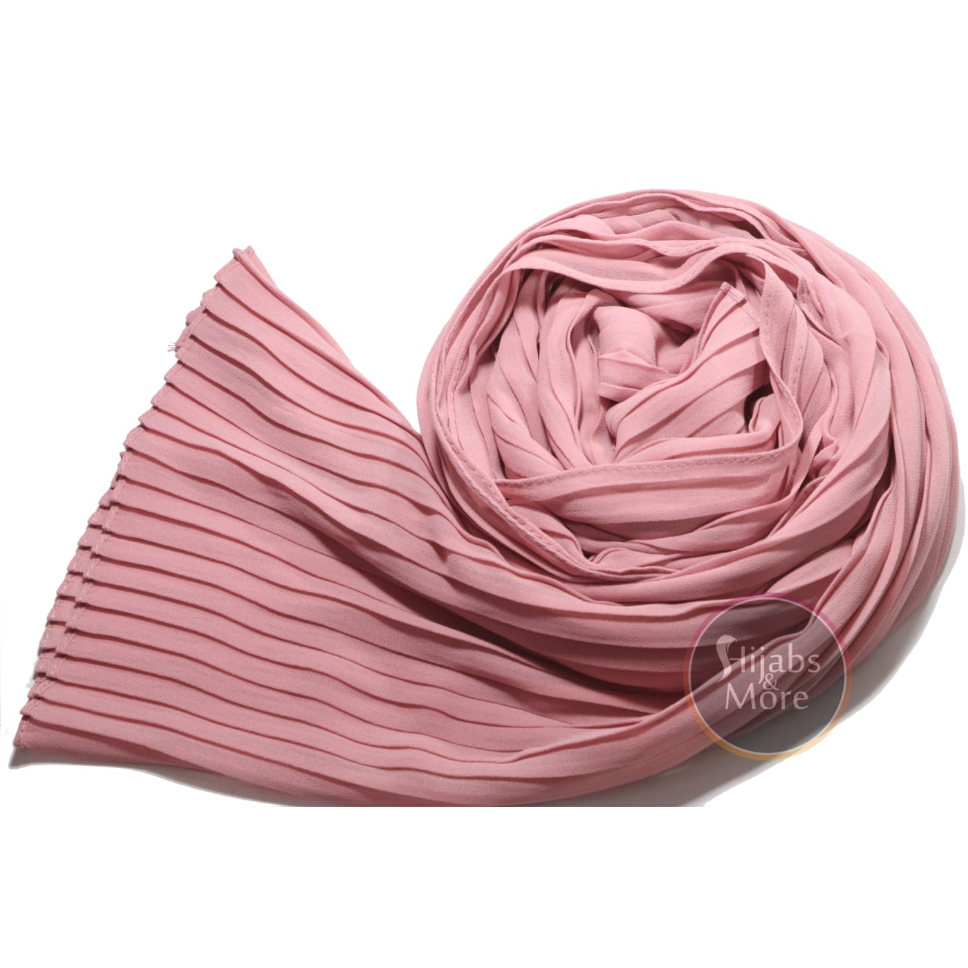 SALMON PINK Pleated Chiffon